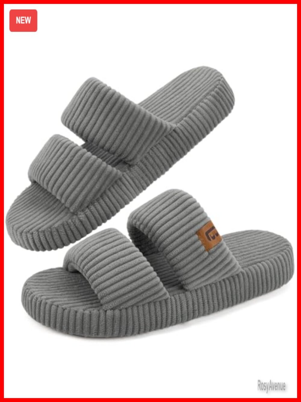 Memory Foam Open Toe Corduroy House Slippers for Women Non Slip Indoor Shoes